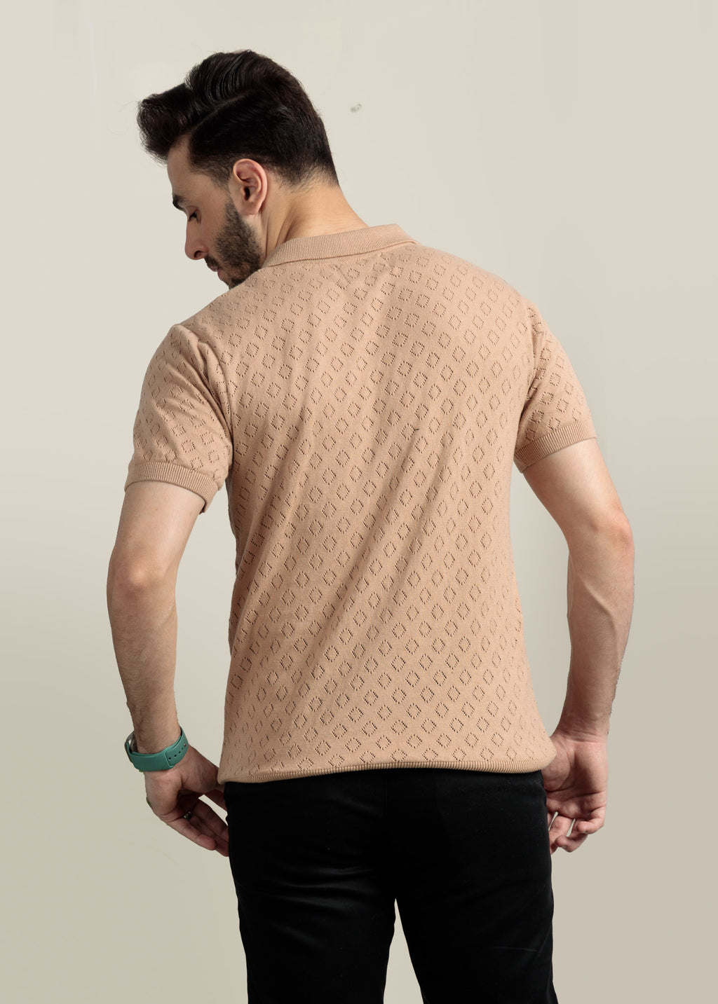 Men's Knit Polo- Honey Beige