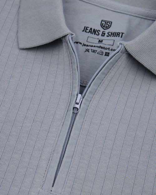 Ash Grey Drop Needle Polo Shirt