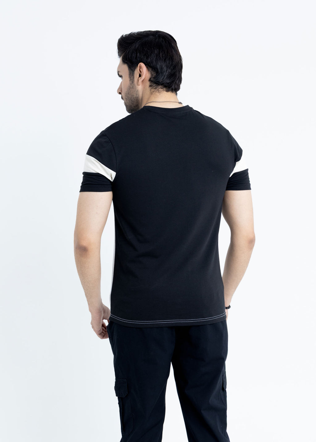 Black-Grey Split Color Block T-Shirt