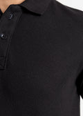 Waffle Knit Polo Shirt — Bold Black