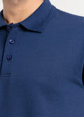 Popcorn Jacquard Polo Shirt — Navy Blue