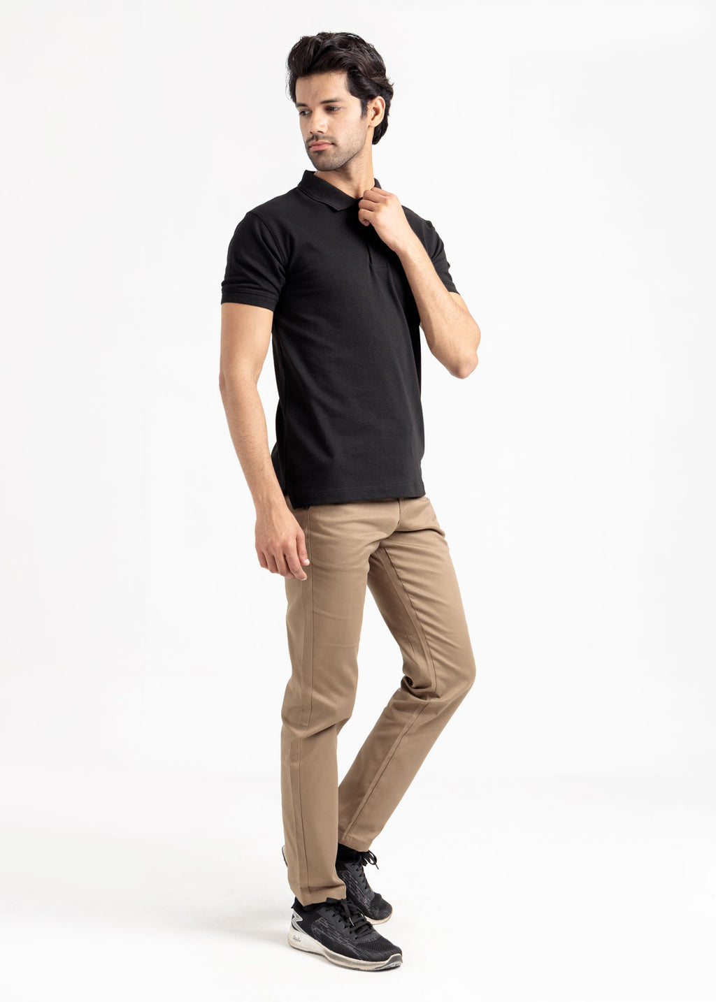 Popcorn Jacquard Polo Shirt — Signature Black