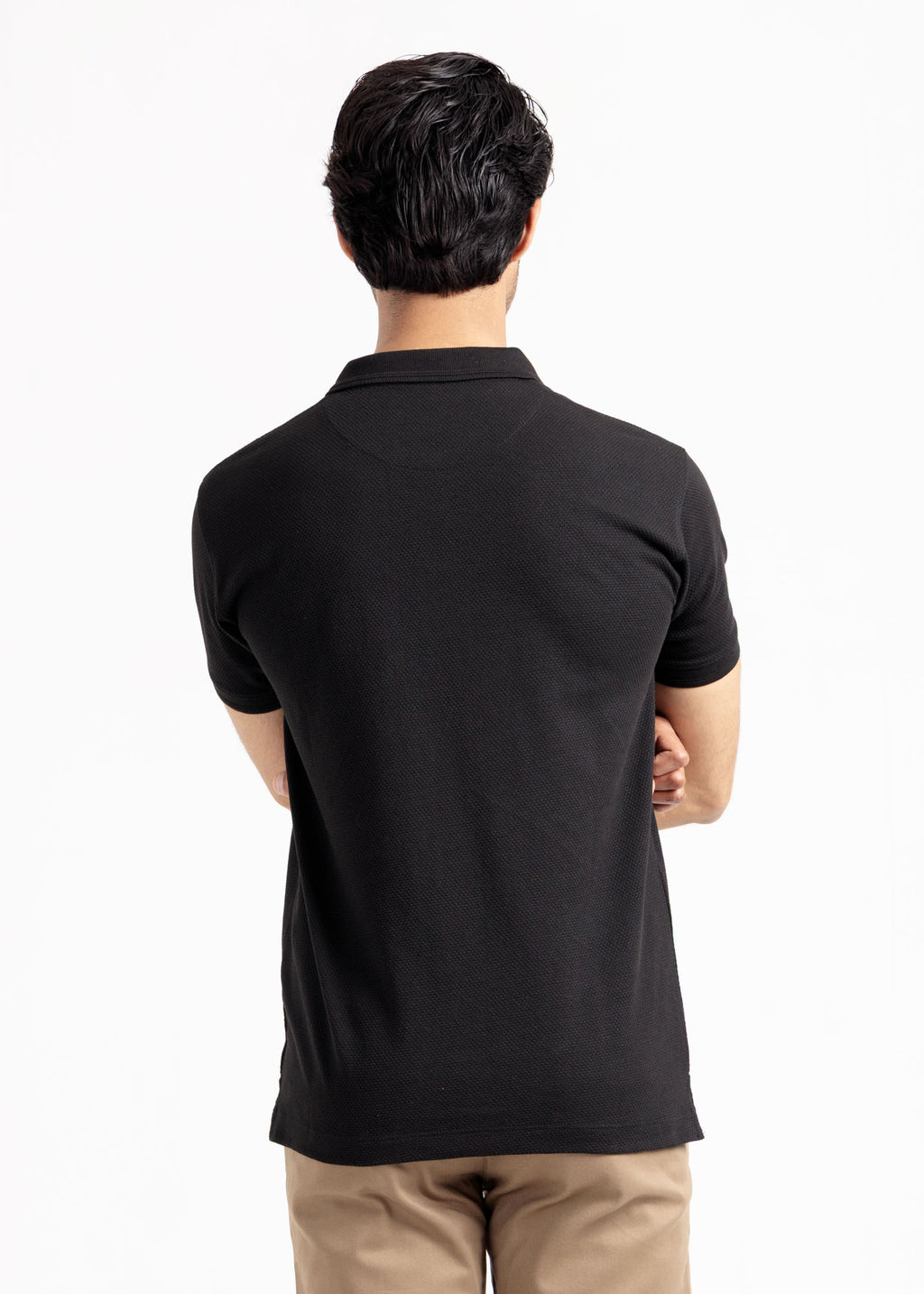 Popcorn Jacquard Polo Shirt — Signature Black