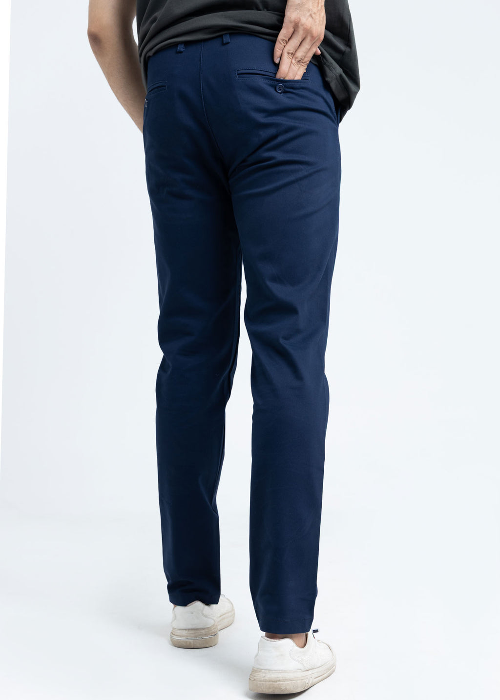Navy Blue Tapered Fit Cotton Pants