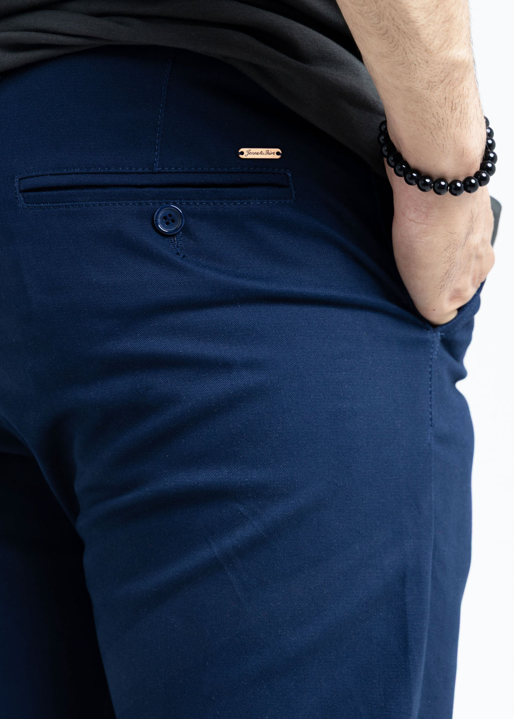 Navy Blue Tapered Fit Cotton Pants
