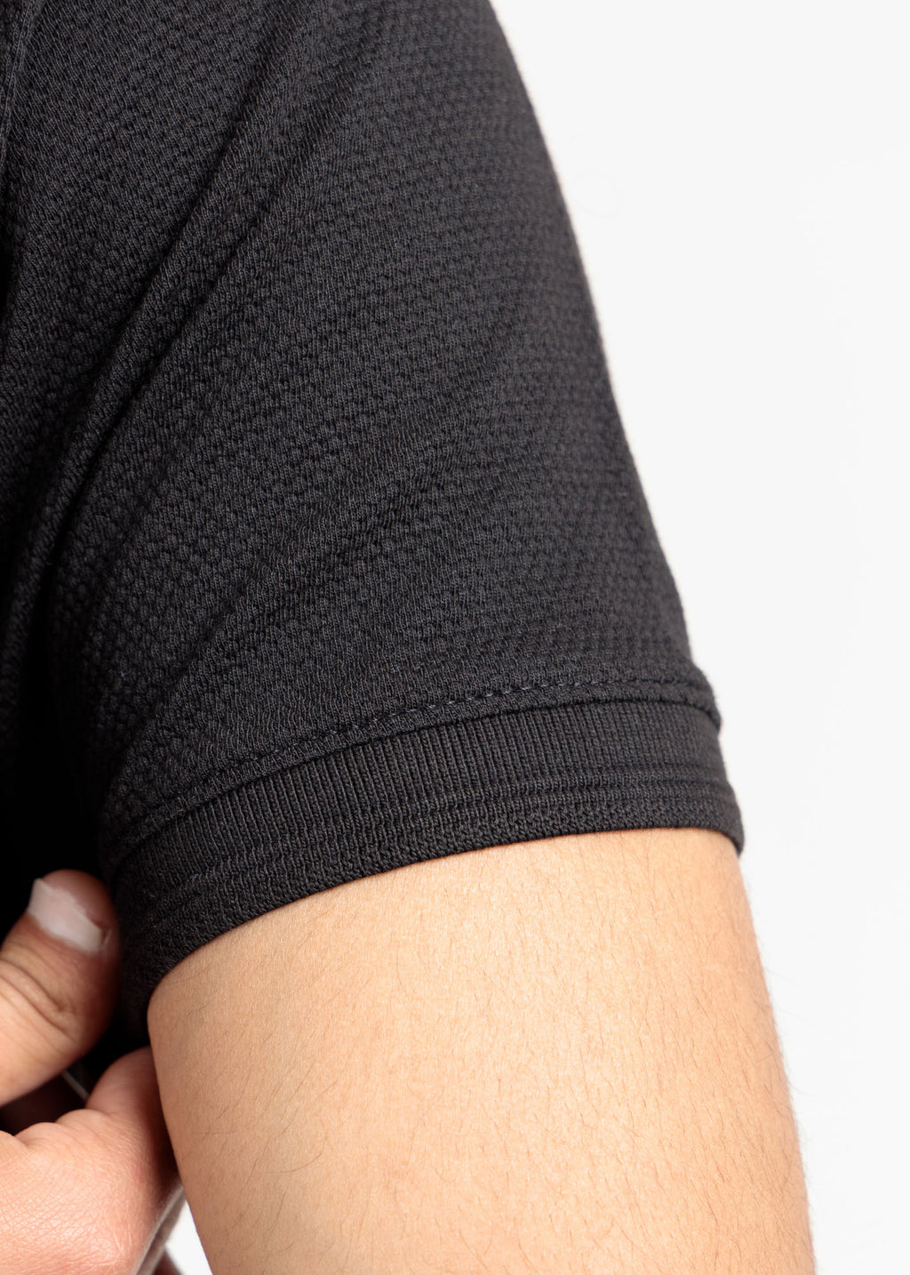 Popcorn Jacquard Polo Shirt — Signature Black