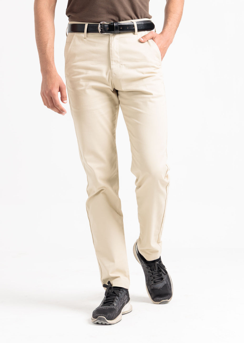 IvoryTapered Fit Cotton Pants