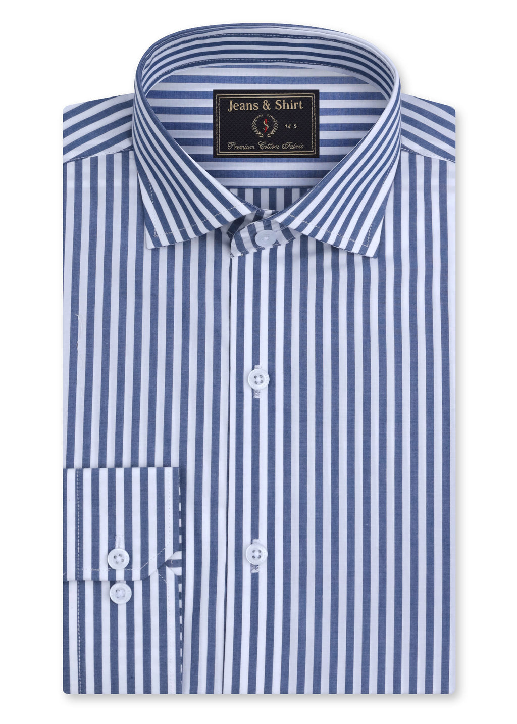 Essential Blue Broad Stripe Formal Shirt