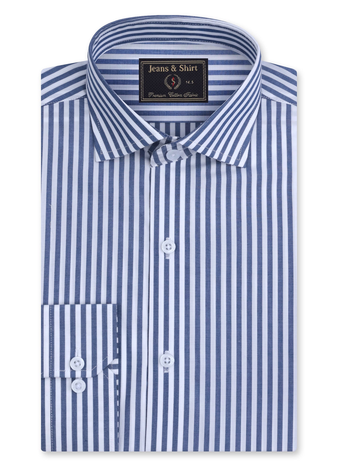 Essential Blue Broad Stripe Formal Shirt