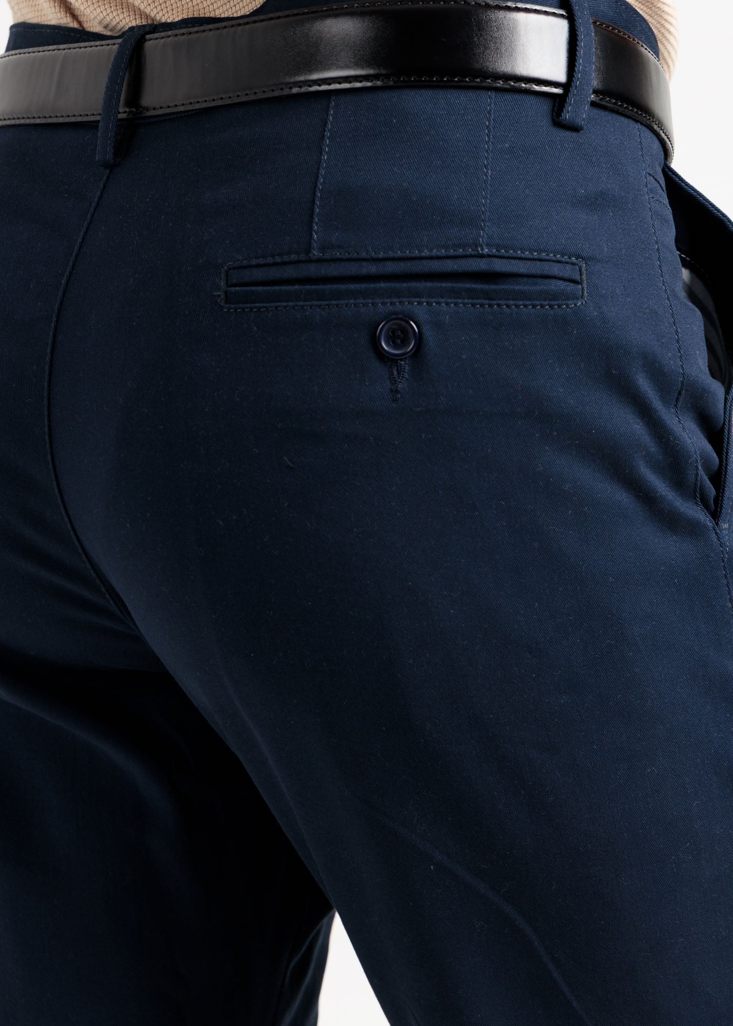 Navy Blue Tapered Fit Cotton Pants