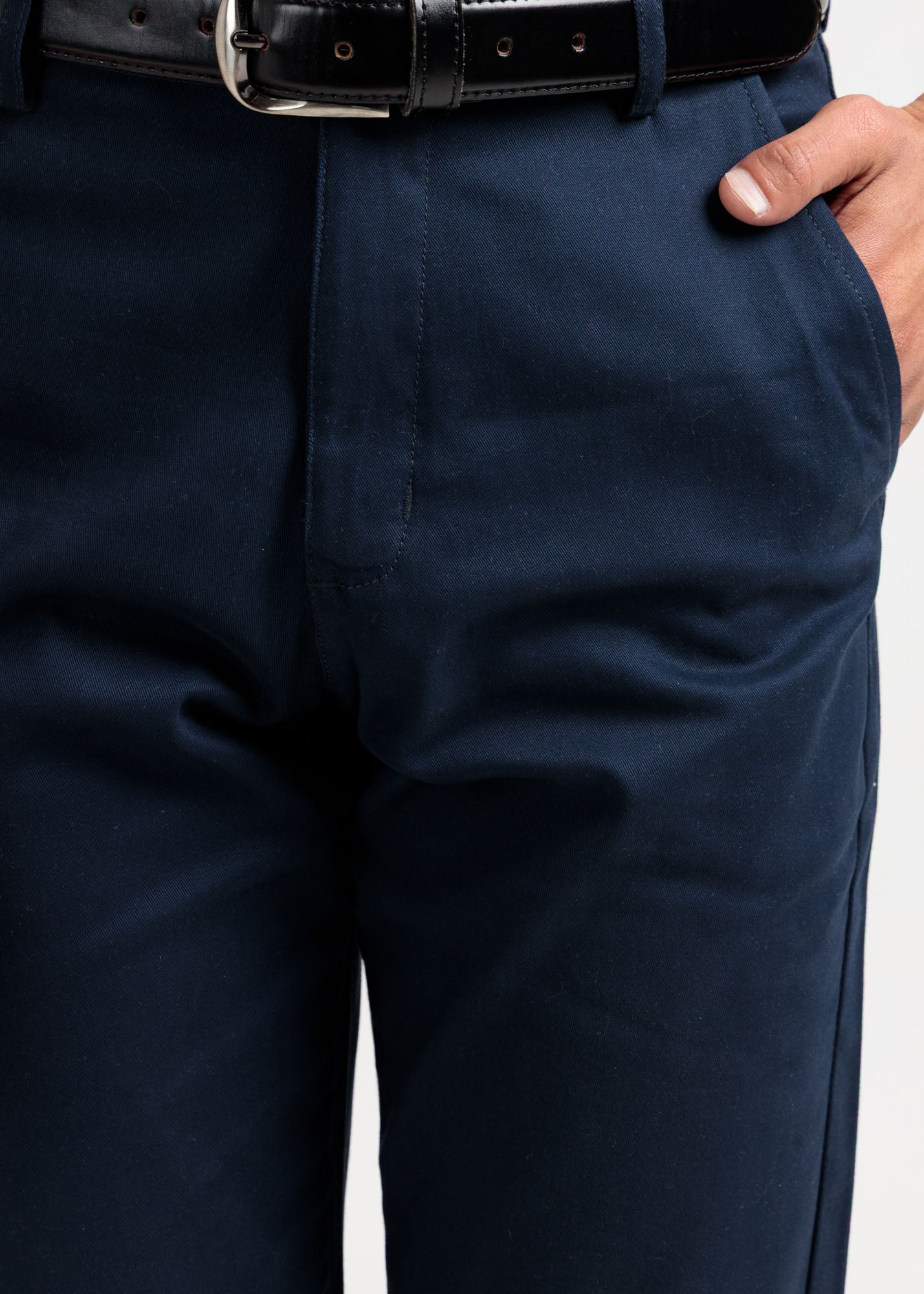 Navy Blue Tapered Fit Cotton Pants
