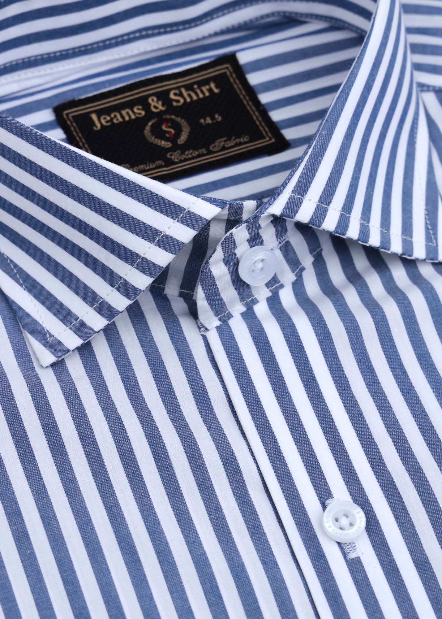 Essential Blue Broad Stripe Formal Shirt