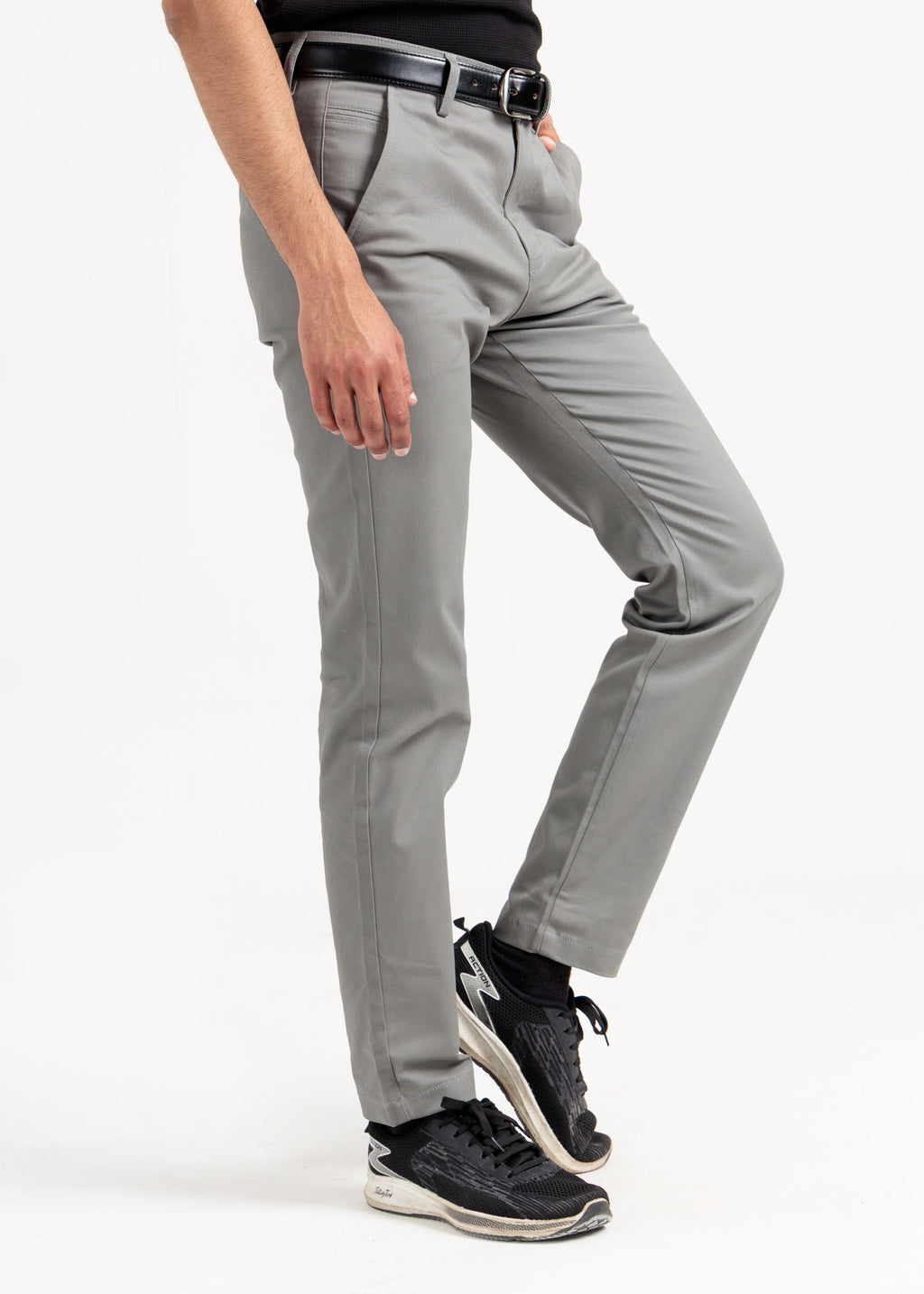 Slate Grey Tapered Fit Cotton Pants