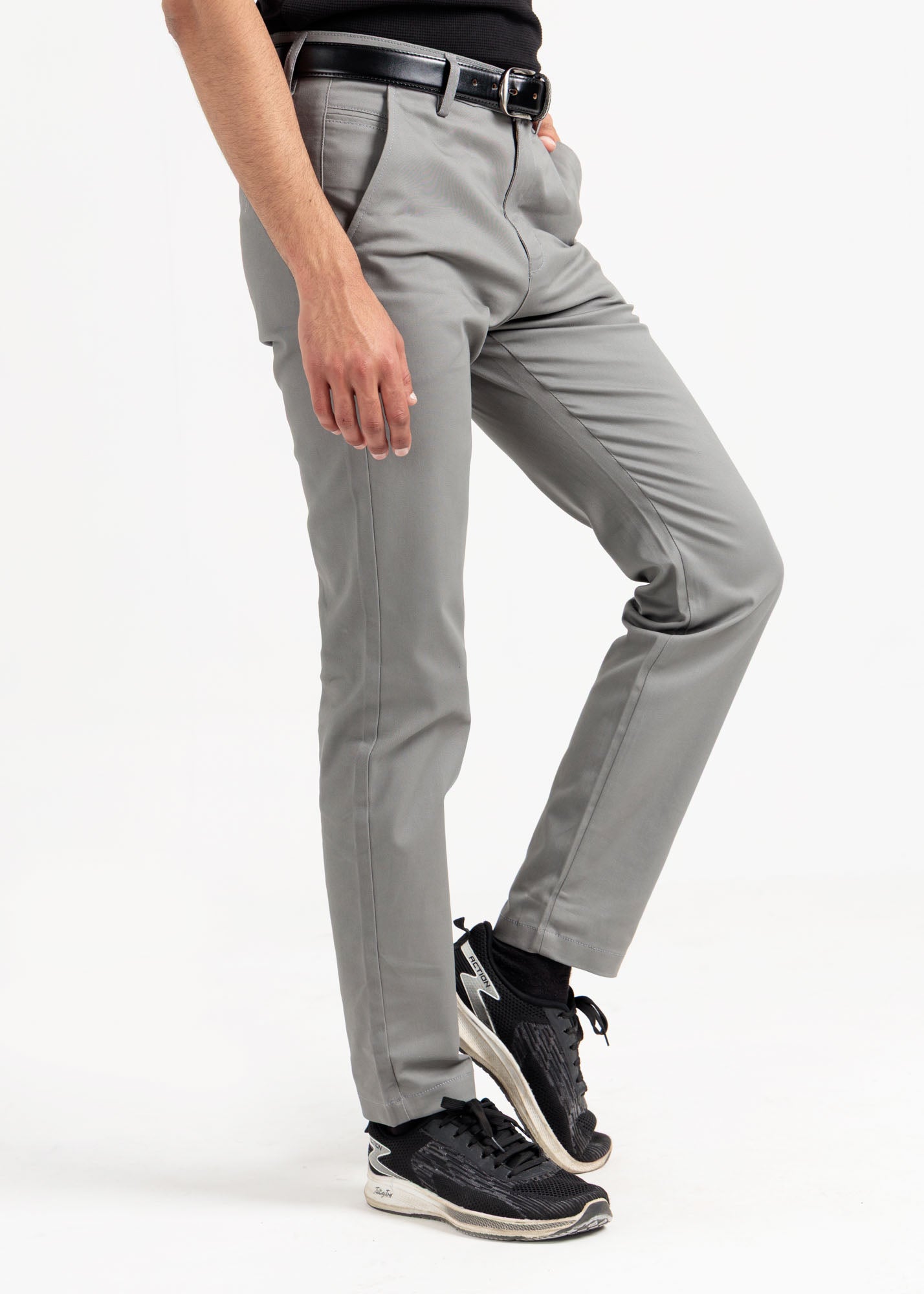 Slate Grey Tapered Fit Cotton Pants