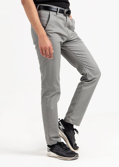 Slate Grey Tapered Fit Cotton Pants