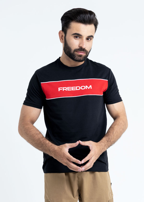Black & Red Color Block T-Shirt