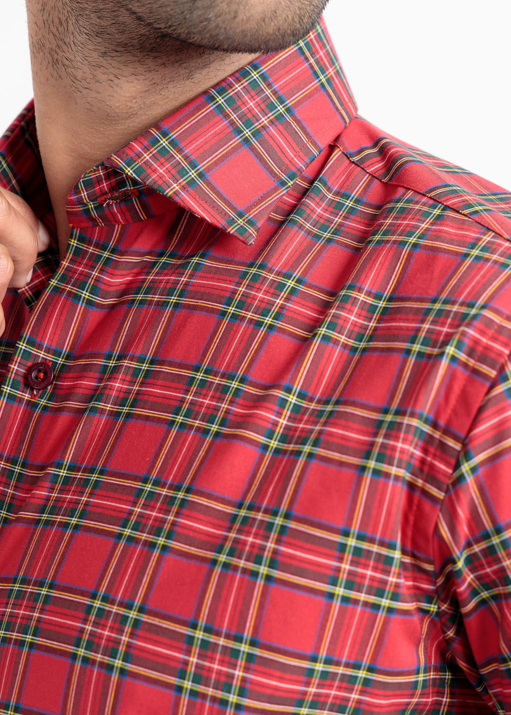 Red Tartan Check Formal Shirt