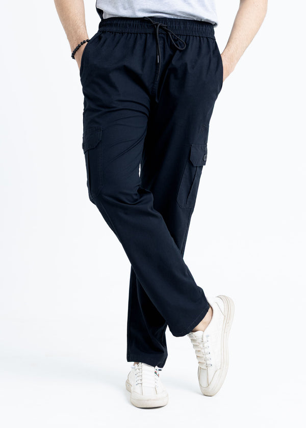Comfort Cotton Cargo Trousers – Black