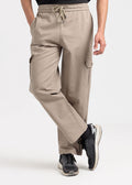 Relaxed Fit Cotton Cargo Trousers – Cappuccino