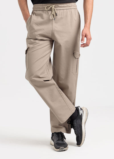 Relaxed Fit Cotton Cargo Trousers – Cappuccino