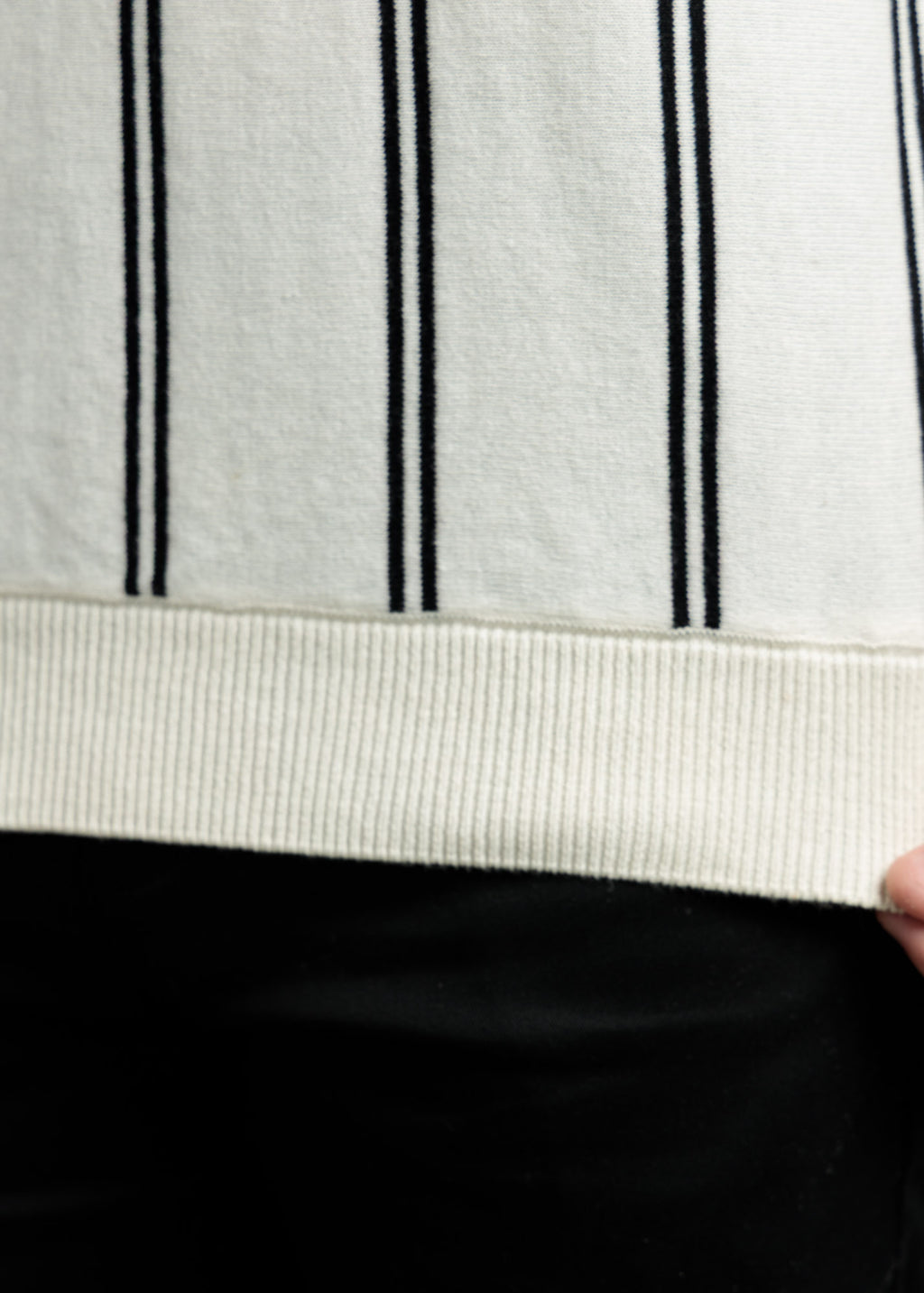 Men's Ribbed Zip Polo – Black on White
