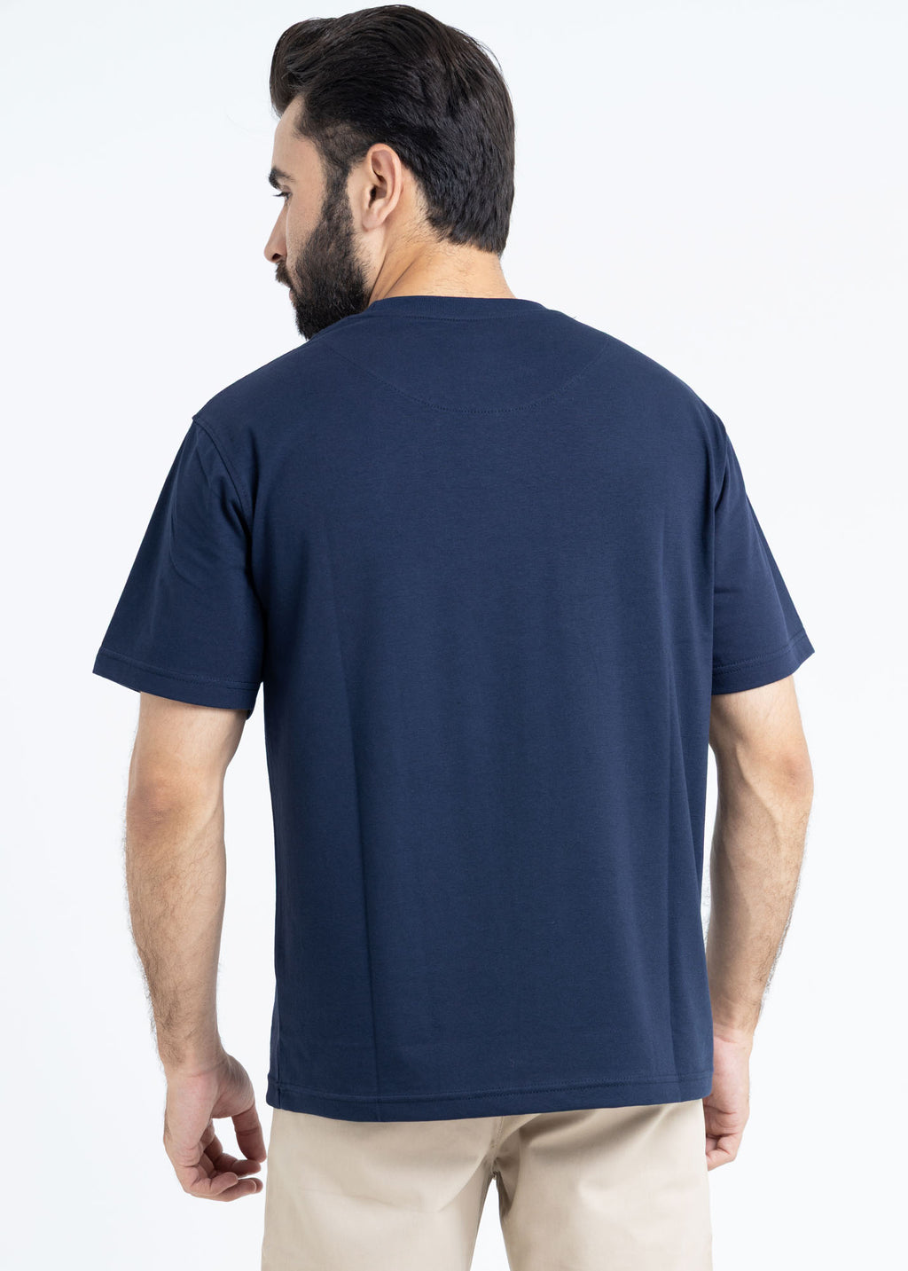 Relaxed Fit Navy Blue T-Shirt Lycra Jersey