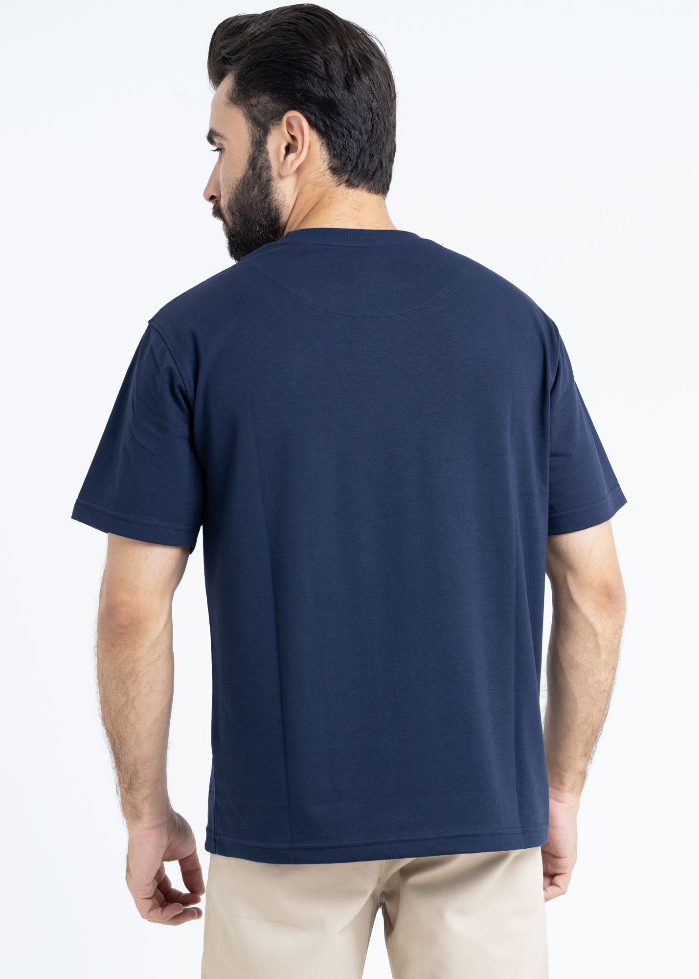 Relaxed Fit Navy Blue T-Shirt Lycra Jersey