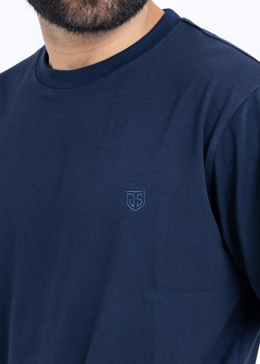Relaxed Fit Navy Blue T-Shirt Lycra Jersey
