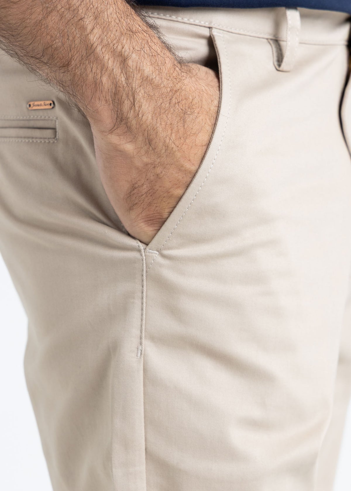 Light Beige Tapered Fit Cotton Pants