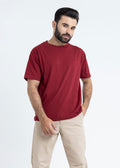 Relaxed Fit Maroon T-Shirt Lycra Jersey