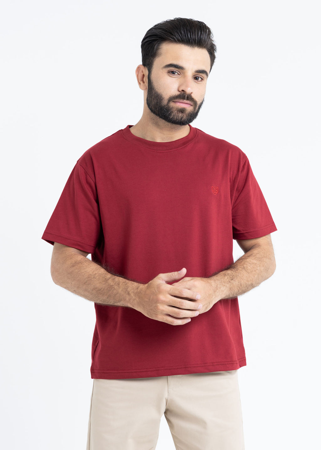 Relaxed Fit Maroon T-Shirt Lycra Jersey