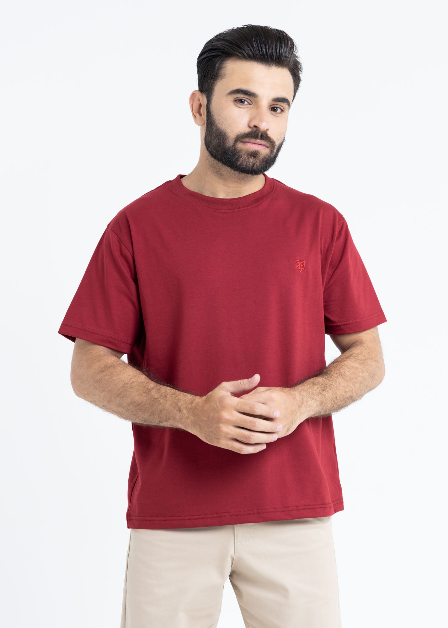 Relaxed Fit Maroon T-Shirt Lycra Jersey