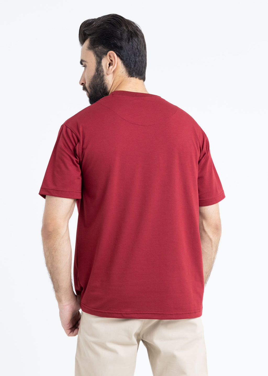 Relaxed Fit Maroon T-Shirt Lycra Jersey