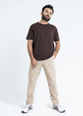 Relaxed Fit Chocolate Brown T-Shirt Lycra Jersey