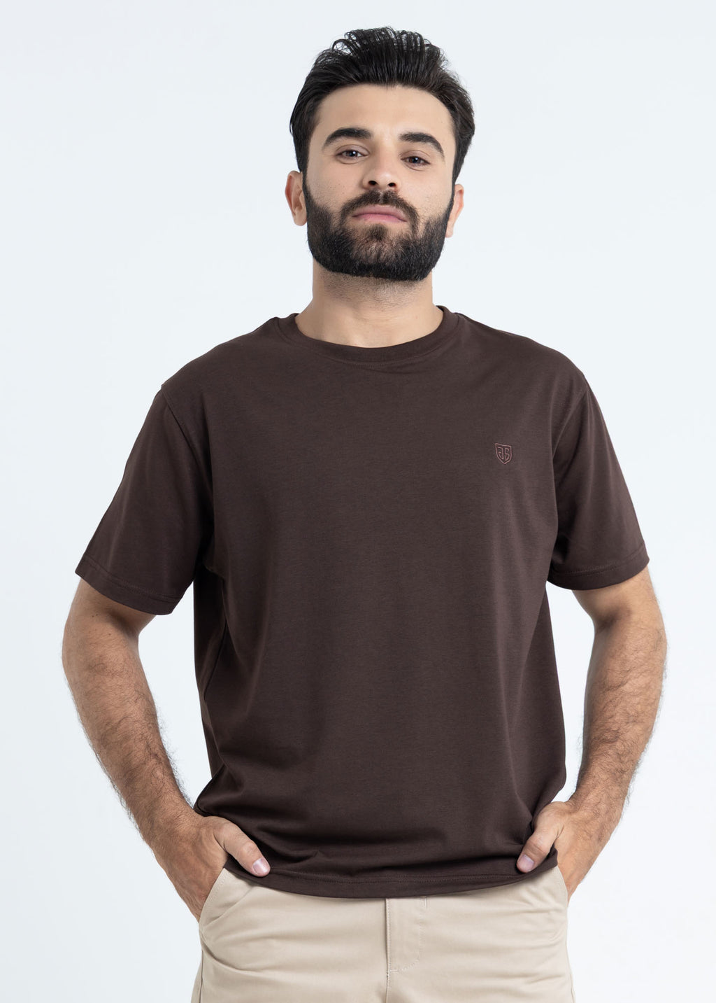 Relaxed Fit Chocolate Brown T-Shirt Lycra Jersey