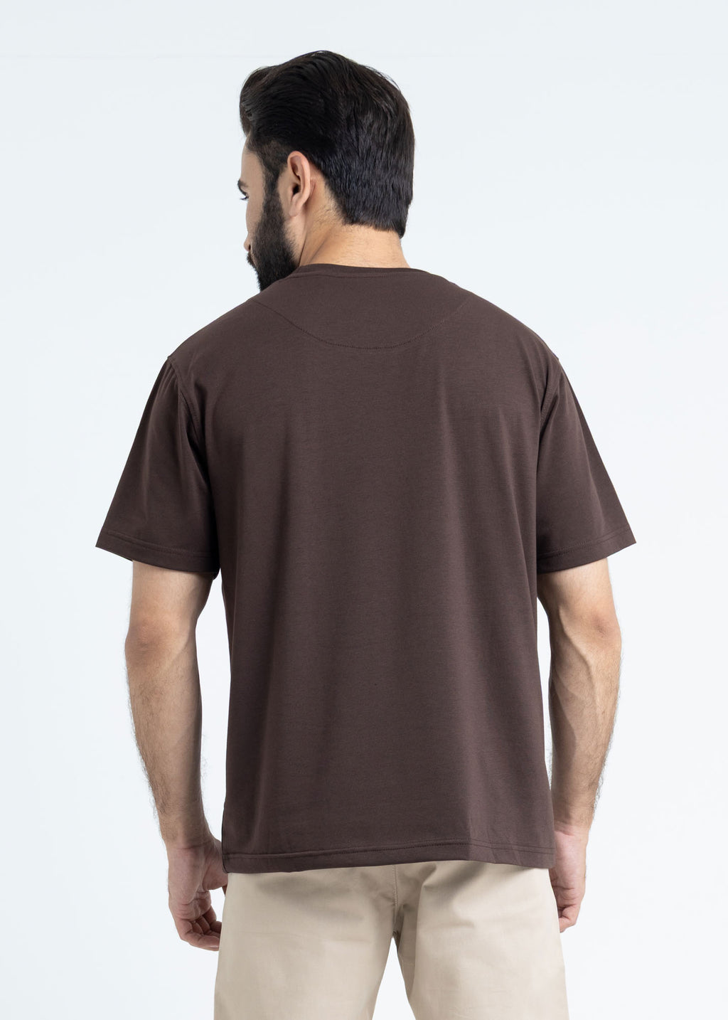 Relaxed Fit Chocolate Brown T-Shirt Lycra Jersey