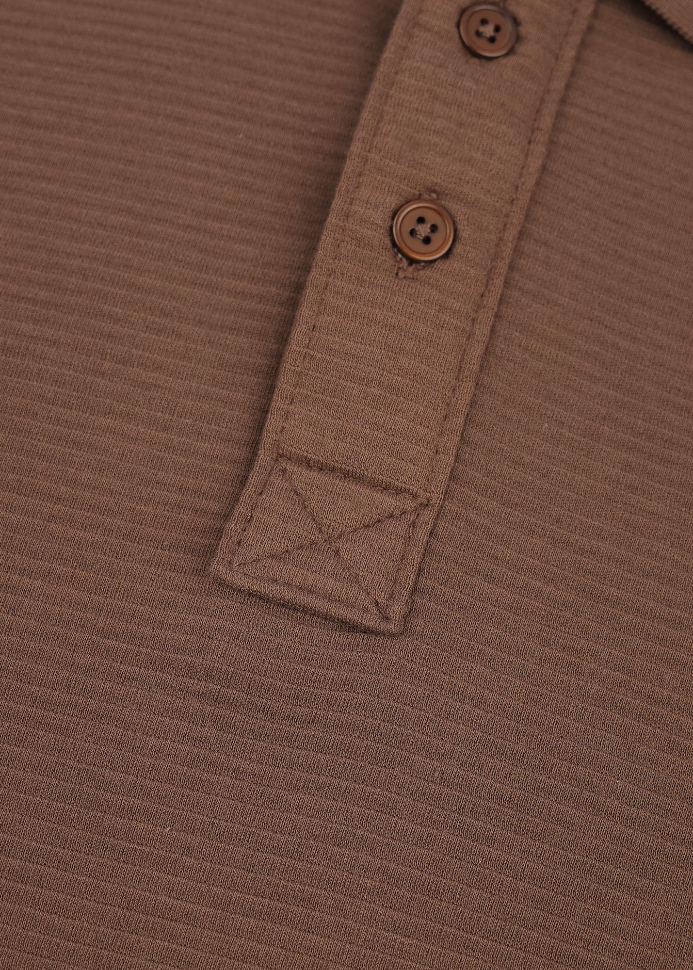Ottoman Knit Polo Shirt—Coco Brown