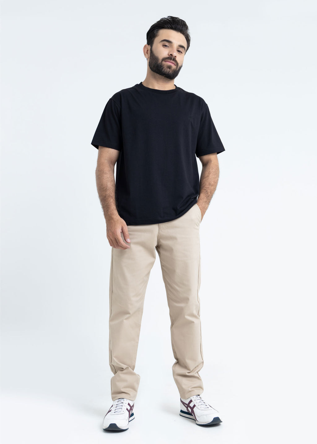 Relaxed Fit Black T-Shirt Lycra Jersey