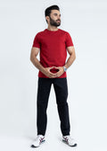 Basic Deep Red Lycra Jersey T-Shirt
