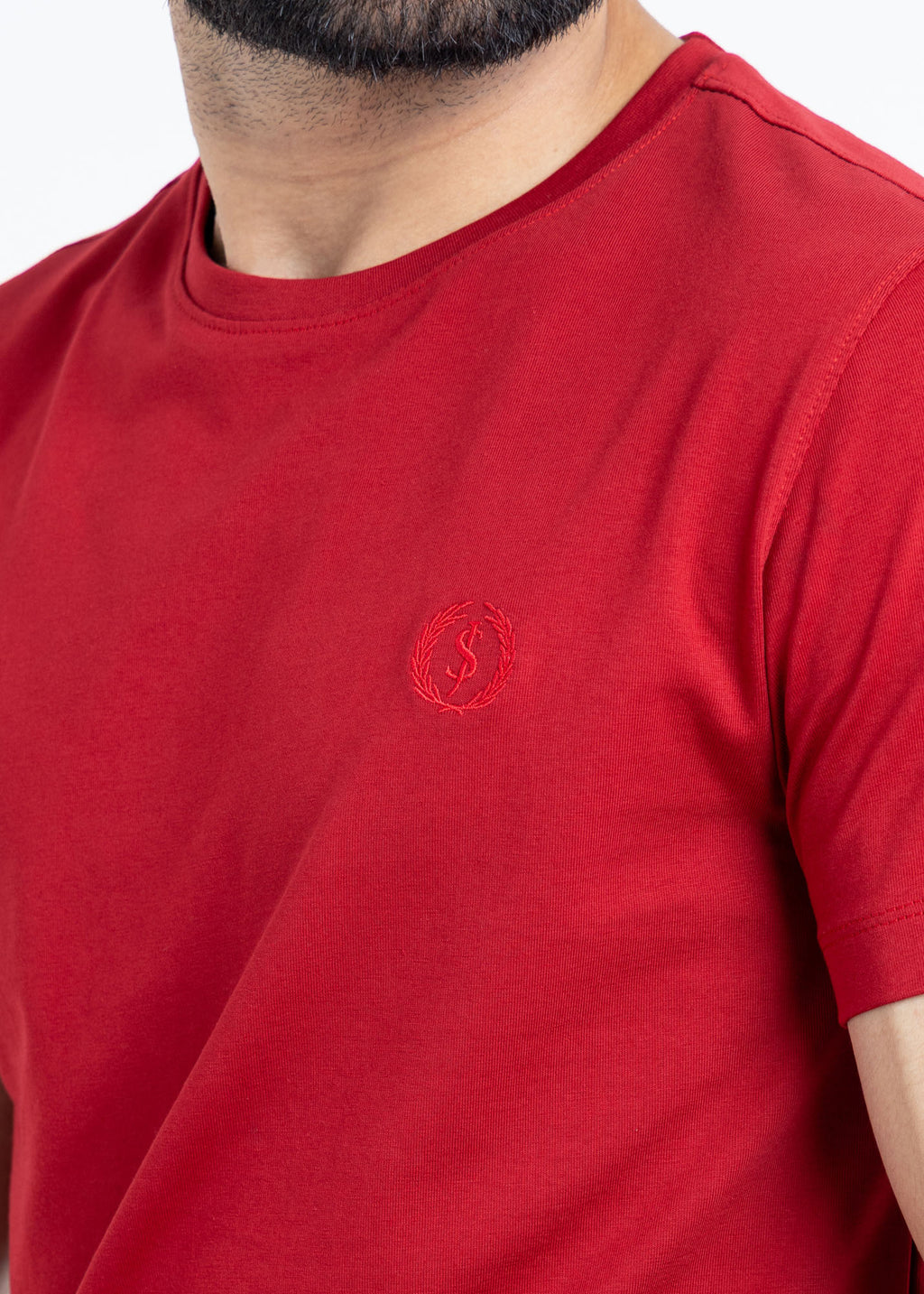 Basic Deep Red Lycra Jersey T-Shirt