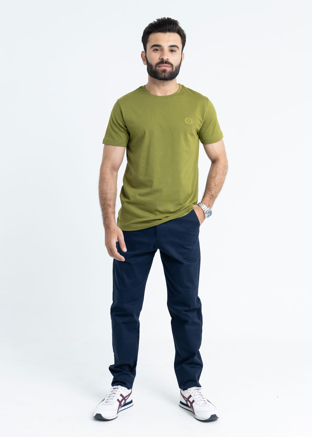 Basic Moss Green Lycra Jersey T-Shirt
