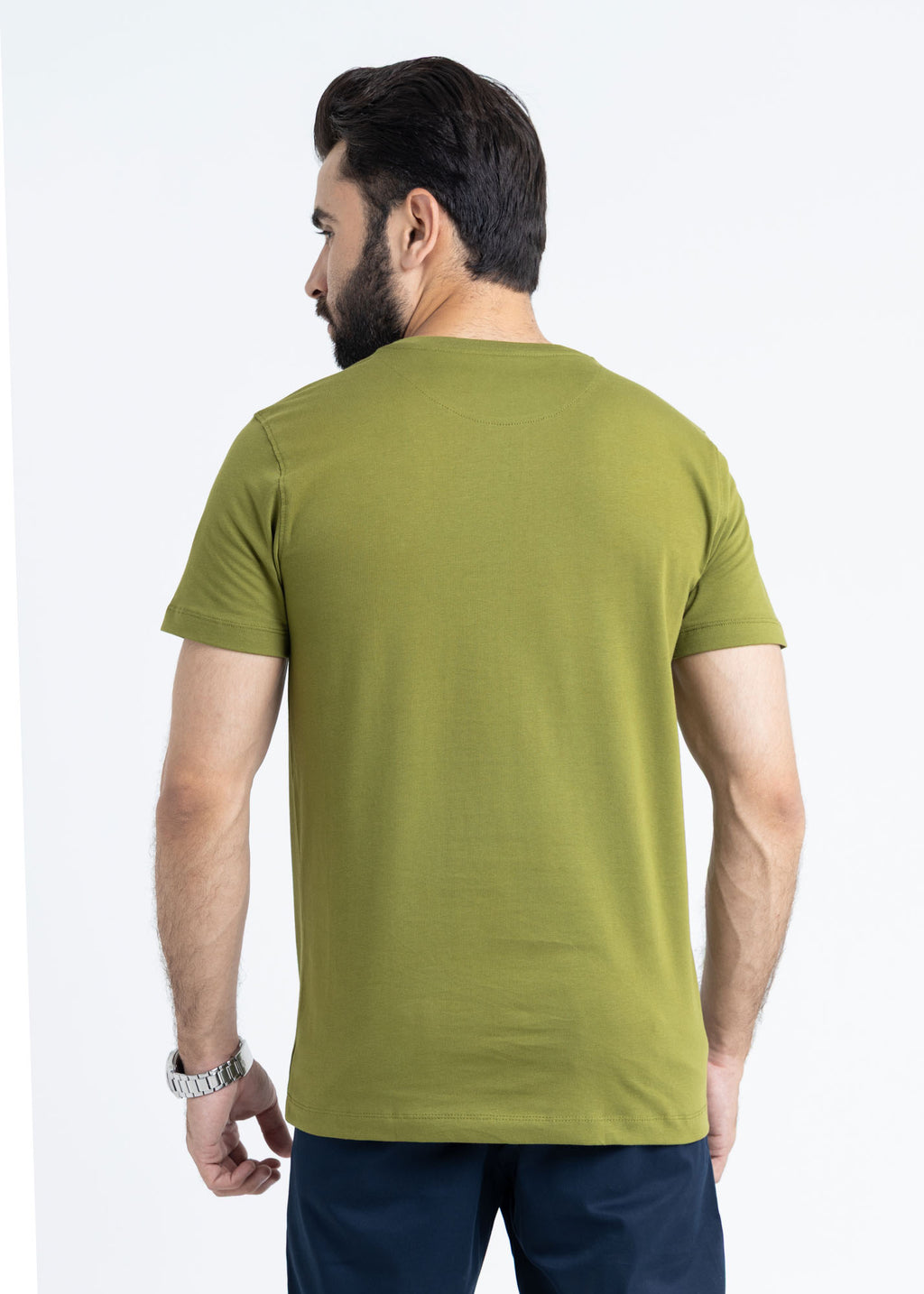 Basic Moss Green Lycra Jersey T-Shirt
