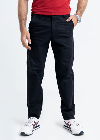 True Black Tapered Fit Cotton Pants