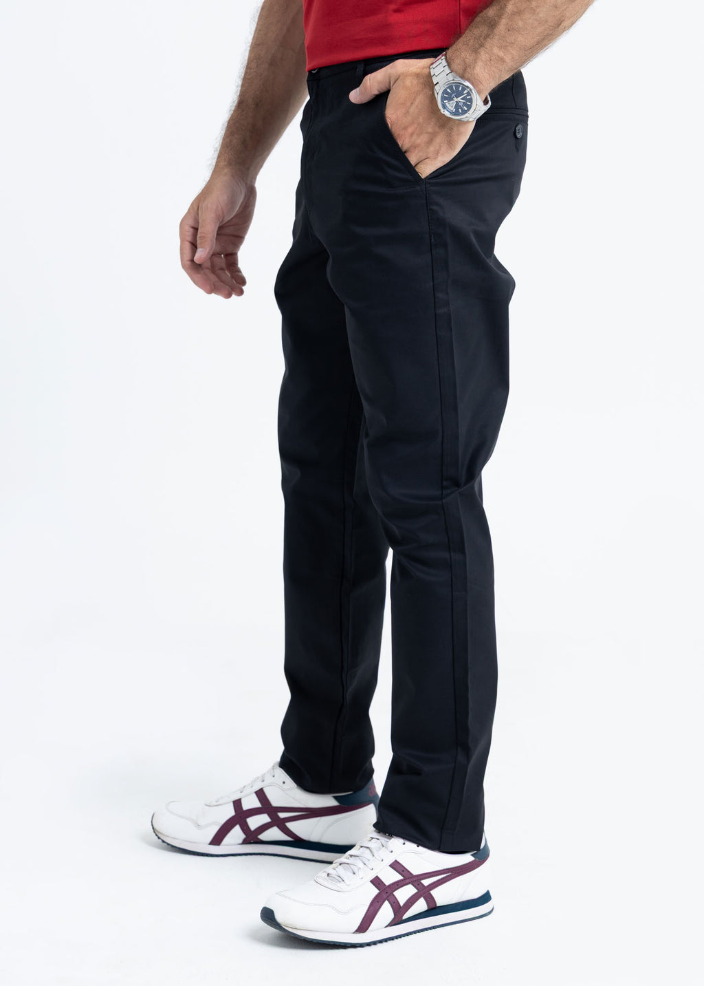 True Black Tapered Fit Cotton Pants