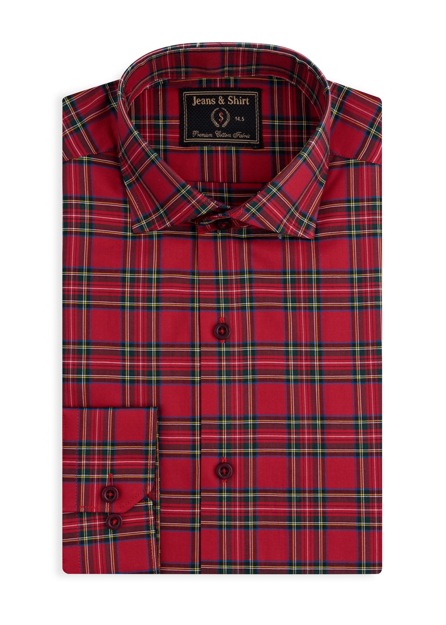 Red Tartan Check Formal Shirt