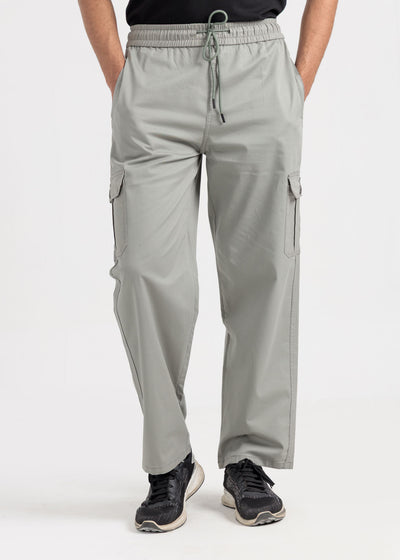 Relaxed Fit Cotton Cargo Trousers – Ash Grey