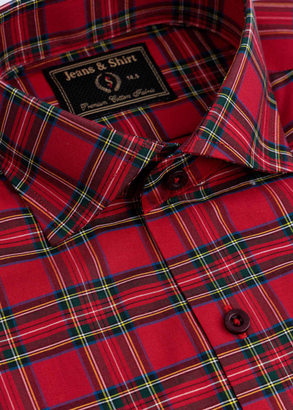 Red Tartan Check Formal Shirt