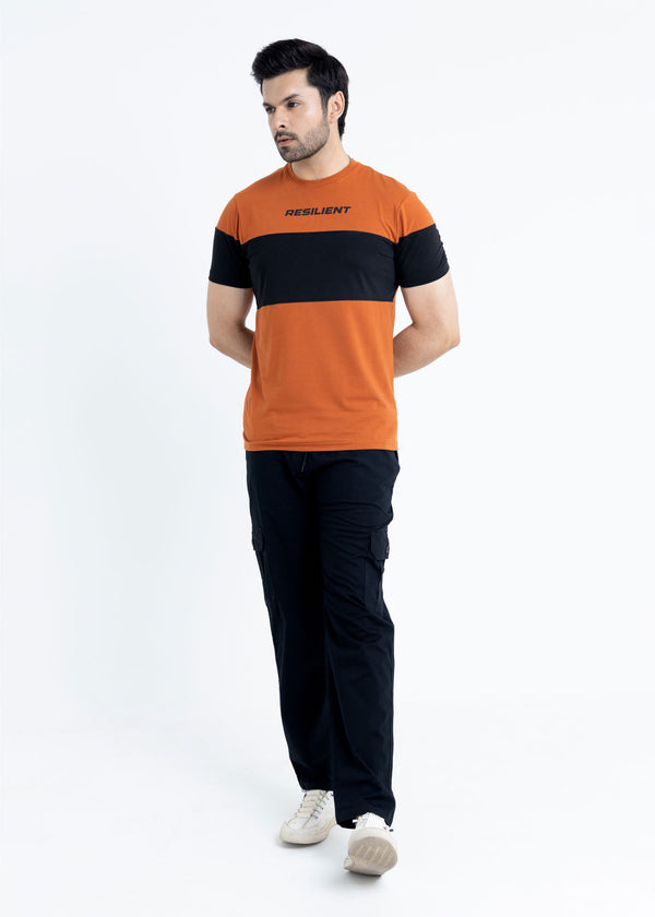 Black & Rust Color Block T-Shirt