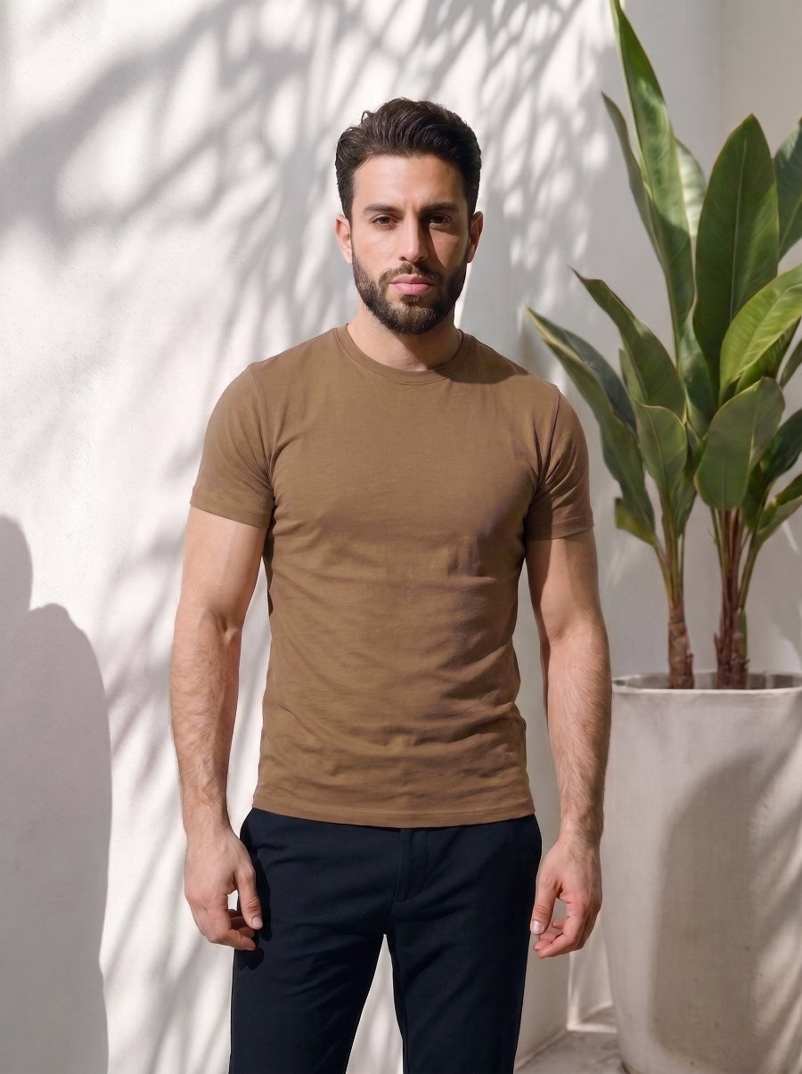 All Day Cotton Stretch T-Shirt – Clay Brown