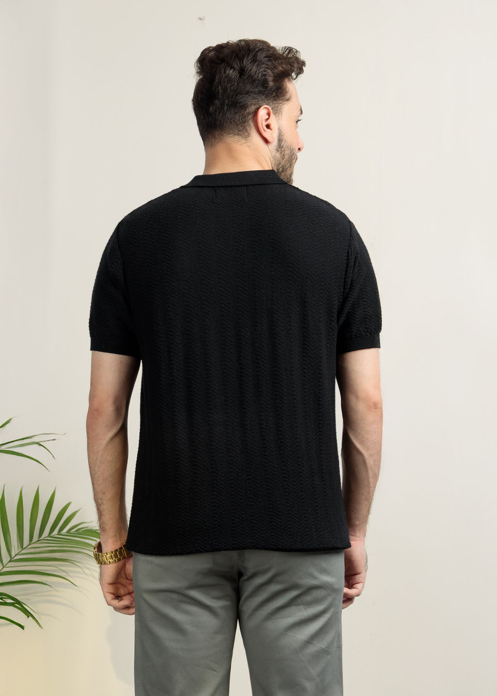 Men's Knit Polo- Premium Black
